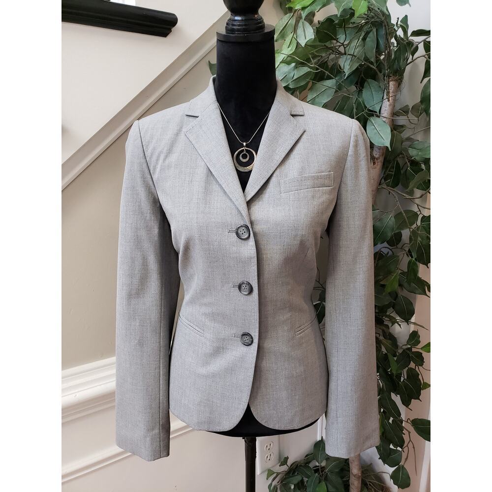 The Limited Blazer Jacket Women 6 Gray Stretch Lined Long Sleeve Single Breasted